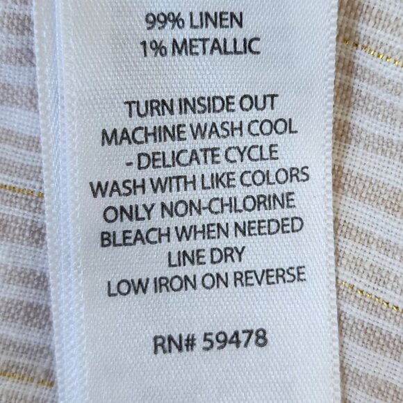 Antibes Blanc Striped Linen Maxi Dress | Medium | Gold Tan Cream RN 59478 - Picture 8 of 8